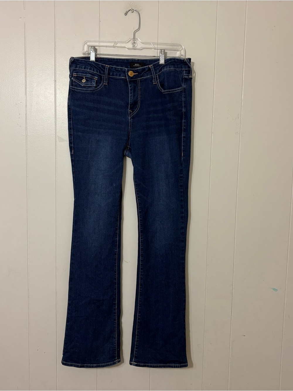 True Religion Becca Mid Rise Bootcut Flap Pocket Jeans Blue Size 31